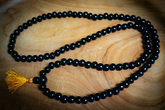 108 Carved Ebony Wood Mala Prayer Beads