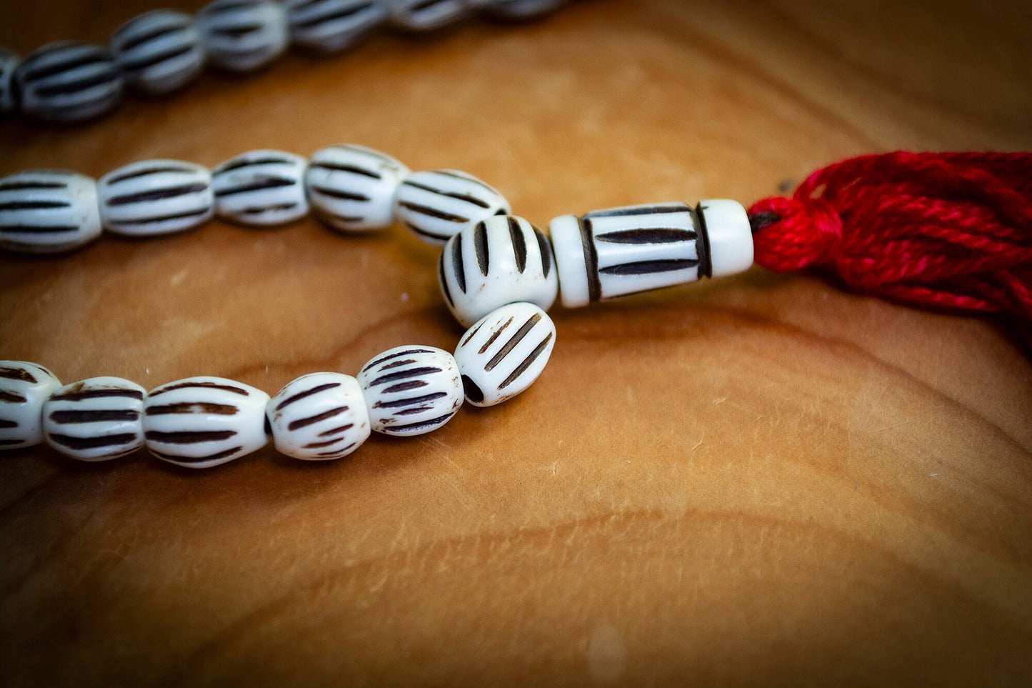 108 Carved Bone Barrel Mala Prayer Beads