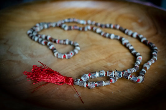 108 Carved Knotted Tulsi Wood Mala Prayer Beads